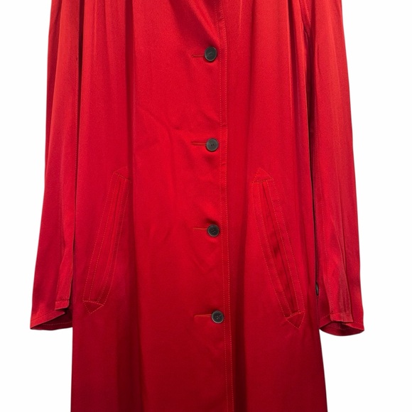 HAIDER ACKERMANN Satin Trench Coat Red Single Breasted FR 38 Single Breasted NWT - Picture 5 of 12